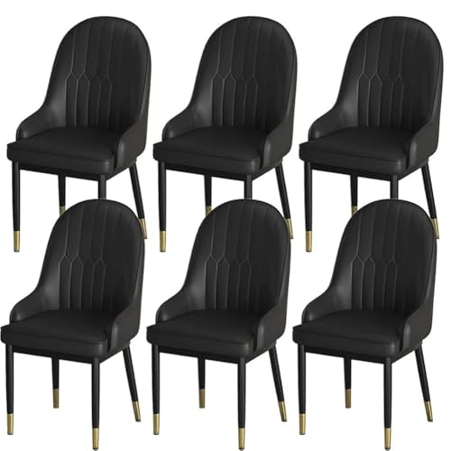Image of Dream Furnishing - Set of 6 Dinning Chairs Elegant & Luxury Looks Strong Metal Frame Legs for Home Cafe Office Hotel (Black Set of 6)