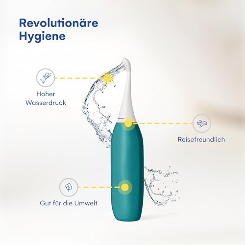 Po Dusche - HappyPo XL Handbrause Bidet 480 ml - Sanfte Reinigung ohne Feuchttücher - Tragbare WC Dusche für Zuhause und Reisen - Spart Wasser und Papier - Petrol