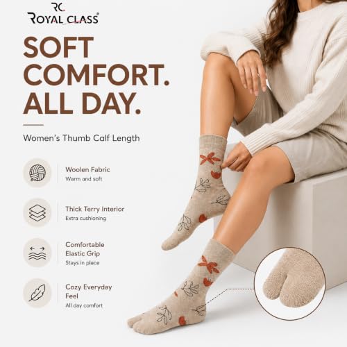 Image of RC. ROYAL CLASS Women's Warm Woolen Calf Length Thick Terry /Towel Multicolored Socks(Pack of 3 Pairs)(Winter wear socks)