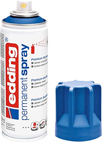 edding 5200 permanent spray - gentian blue matt - 200 ml - acrylic paint for painting and decorating glass, metal, wood, ceramic, plastic, canvas - aerosol...