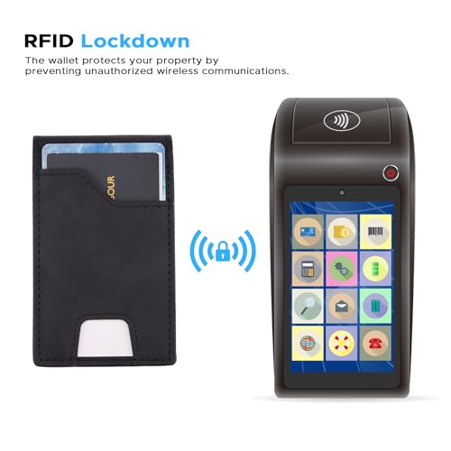 Flycalf Wallet for Men RFID Minimalist Money Clip Wallet Fathers Day Gift 9-Card Quick-Push Access Card Wallet (Black)2