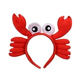 NUOBESTY Crab Headband Crab Costume Accessories Lobster Hair Hoops Plush Animal Hair Band Headwear for Halloween Dress Up Christmas Party