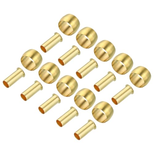 Image of TA-VIGOR 8mm Tube OD Compression Sleeves and Ferrules, 20PCS Brass Compression Insert & Ferrule Fitting Assortment Kit for Oil Water Air Pipe