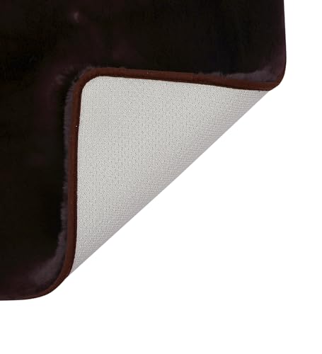 Image of Pano Fur Stylish Anti -Skid Backing Super Soft Runner for Bathroom, Kitchen & Living Room Runner, Anti -Skid, Bedside Runner for Bedroom, Floor, Home Decoration, Cashmere 50X150 Cm, Dark Brown