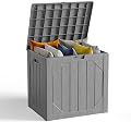 MAKE CHANGES 30 Gallon Outdoor Storage Box, Waterproof Resin Deck Box Organizer for Patio Cushion Storage, Lockable Outside Container for Garden Tools