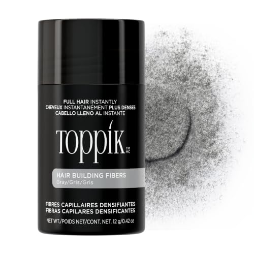 Toppik Hair Building Fibers Gray 12g Fill In Fine or Thinning Hair Instantly Thicker Fuller Looking 9 Shades for Men & Women Keratin Protein Formula