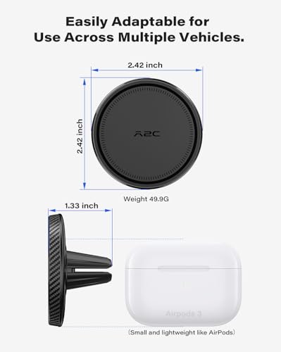 A2C Handyhalterung Auto Lüftung für Magsafe [17*N54 Magnet & Ultra-Stabiler] Universal Autohalterung Magnetische für Lüftungsgitter Kfz Handyhalter für iPhone 12-17, Samsung & Magsafe Hülle 2