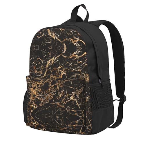 Sac à dos imprimé marbre doré résistant à l'eau pour les aventuriers adultes