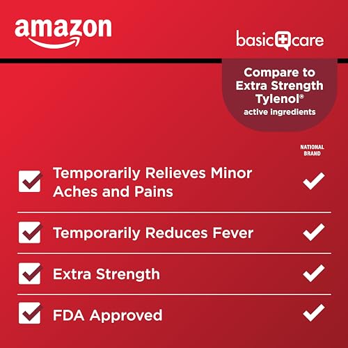Amazon Basic Care Extra Strength Pain Relief, Acetaminophen Caplets, 500 mg, 200 Count - Additional View