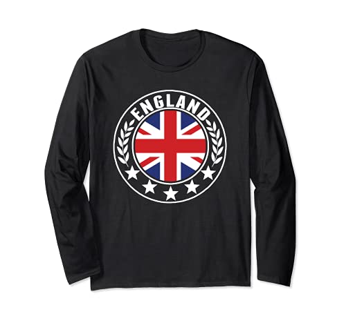 England Flag Circle Long Sleeve T-Shirt, Black