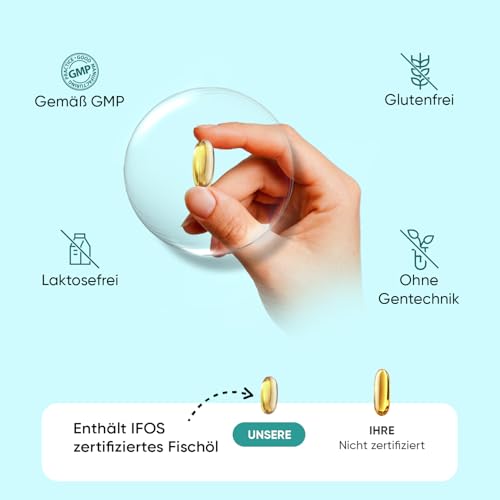 Omega 3 Weichkapseln - 2000mg Fischöl mit 1100mg Omega-3, 660mg EPA & 440mg DHA pro Portion - 240 Omega 3 weich Kapseln - Fish Oil - Frei von Gluten, Gentechnik, Laktose - WeightWorld