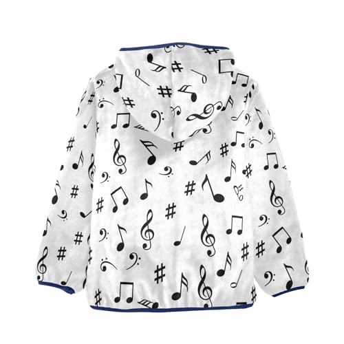 CHIFIGNO Black Musical Notes Kids Fleece Zip up Jacket Light Thick Sweatshirt Jacket 3T2