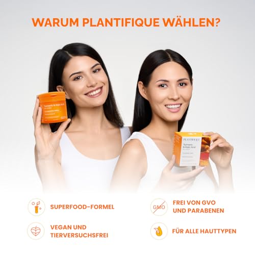 PLANTIFIQUE Kojisäure und Kurkuma Peeling Pads mit Ceramiden, Niacinamid, Vitamin C - Reinigungspad für Gesicht - Kojic Acid & Turmeric Pads - Peelt & Spendet Feuchtigkeit, 60 Stück