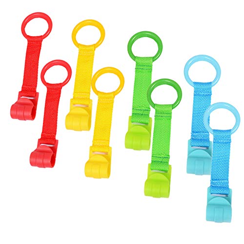 8 Piezas Anillo Cuna Viaje, Speyang Bebe Parque Anillas, Plastico Anilla Cuna Bebe, Anillos de Cuna Para Niños, Agarraderas Parques Bebé, Ayuda Bebé Ponerse Pie