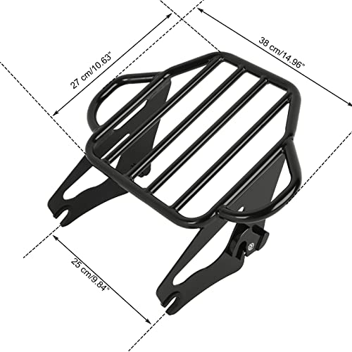 Xfmt Motorcycle King Detachable Two-Up Luggage Rack For Harley Touring Road King Street Glide Road Glide Electra Glide 2009-2023, Flat Black #TOP3