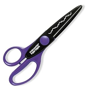 Fiskars Knutselschaar, kartelschaar voor het knippen van vormen met een victoriaans patroon, zwart/violet, 1003851