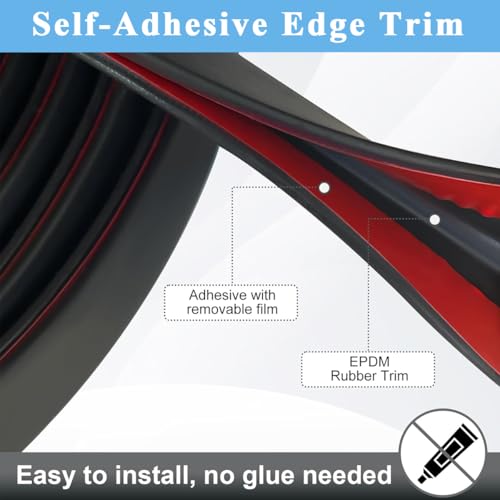 Image of HASTHIP 16.4ft Rubber Edge Trim Tape, EPDM Self-Adhesive Strip Flexible