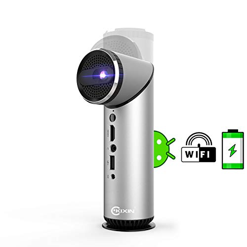 KIXIN Portable Smart Projector with Speakers HIFI Audio,Rotated 90 Degrees Lens 4500 Lumens