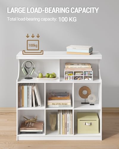 Bibliothèque blanche 8 compartiments étagères réglables Hzuaneri