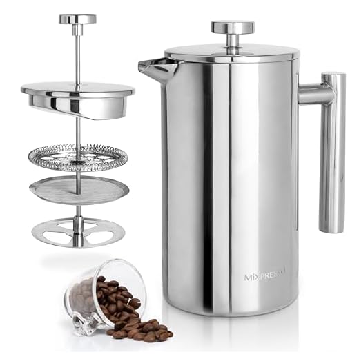 Mixpresso Large Stainless Steel French Press Coffee Maker 50 Oz 1500ml, Double Wall Insulated French Press Stainless Steel, Easy Clean Tea Brewer, Easy Press Durable Metal Coffee Press