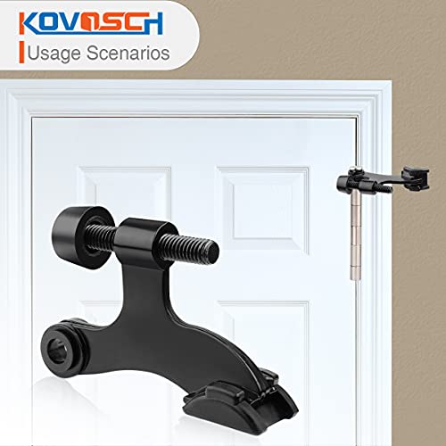 KOVOSCH 2 Pack Hinge Pin Door Stopper Black - Adjustable Heavy Duty Hinge Pin Door Stop with Black Rubber Bumper Tips