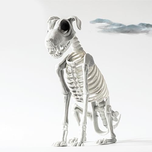 Esqueleto De Perro Para Halloween | Esqueleto De Animal De Pie Aterrador | Figuras Realistas De Huesos De Animales Con Calaveras Espeluznantes | Estatua De Halloween Para Jardín Exterior 35 X 18 Cm