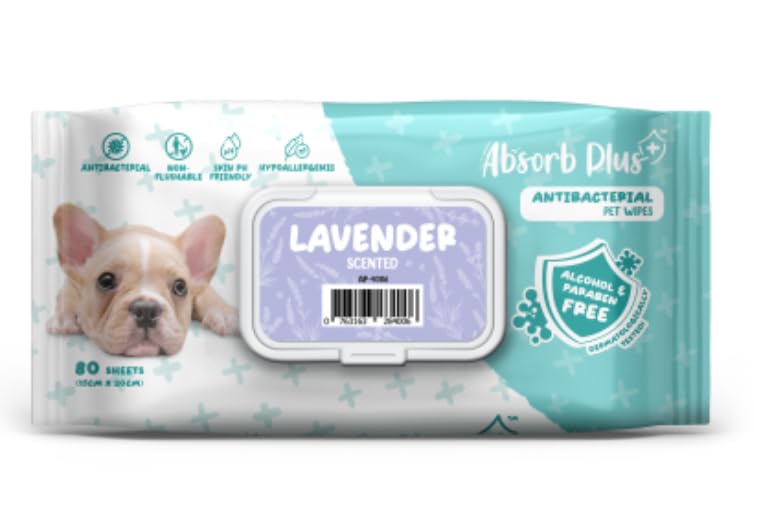 Absolute HolisticPet Absorb Plus Antibacterial Pet Wipes Lavender 80 Sheets