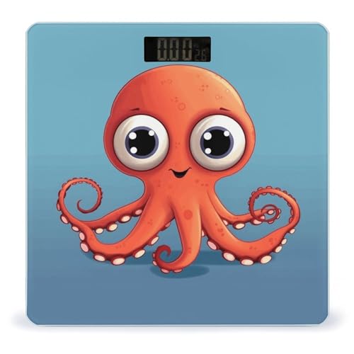 Báscula digital para baño con diseño pulpo rojo
