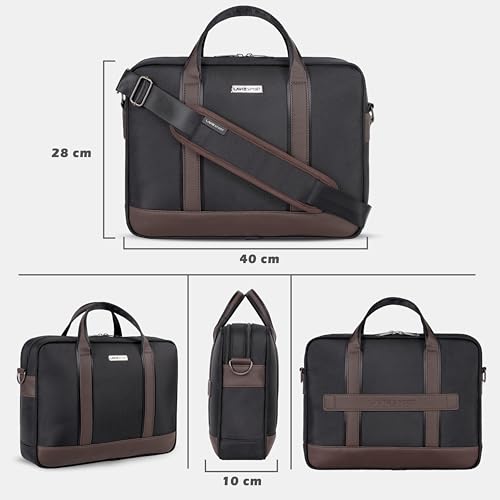 Image of Lavie Sport Magnate Briefcase 12L Multifunctional Laptop Briefcase Bag | Premium Leatherette Business Briefcase for Men & Women | Messenger Shoulder Bag with Detachable Strap
