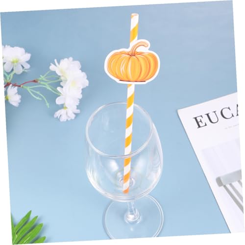 40 pitillos de papel naranja para fiesta de Halloween miniatura 5