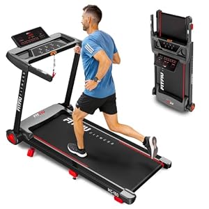 Tapis de Course Pliable FITFIU Fitness 2.0 HP et 14 km/h avec Inclinaison Manuelle 9% et 12 Programmes Prédéfinis Surface 41x107cm et Connexion Bluetooth, Kinomap et Zwift MC-160
