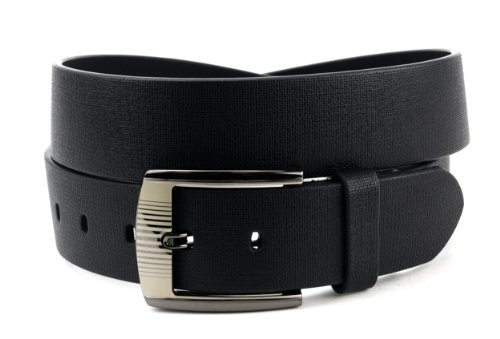 NYFASHION101 Unisex Basic Genuine Leather Single Prong Black Belt (38