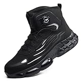 COOU Botas de Seguridad para Hombre Mujer Ligeras Zapatos de Seguridad con Punta de Acero Transpirable Cómodos Botas de Trabajo Antideslizante U88/Negro46