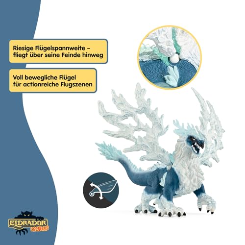 SCHLEICH ELDRADOR Creatures | Eisdrache 70790 | detailgetreue Monster Spielfigur mit beweglichen Flügeln | tolles Geschenk für Mädchen und Jungen | Spielzeug ab 7 Jahren | 20 x 15 x 13 cm