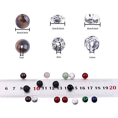 Colle Stone Bead For Jewelry Making 8Mm 418Pcs Diy Bracelet Beads Kit With Natural Lava Stone, Charms, Finishings&2 Strings For Women/Men Jewelry Making Kits #TOP5