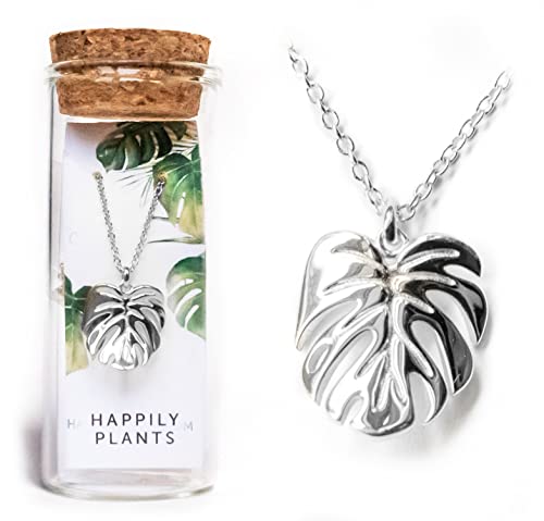 Monstera Deliciosa Necklace Charm, 18K Gold Plated, Plant Mom Gifts, Mother's Day Gift (Silver Plated)