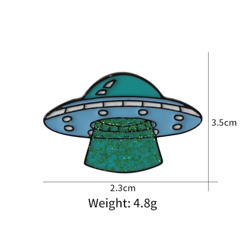 Image of Blue Alien Spacecraft Enamel Pin Collect Cute Arts Metal Cartoon Brooch Backpack Clothes Collar Minimalism Lapel Badges Jewelry