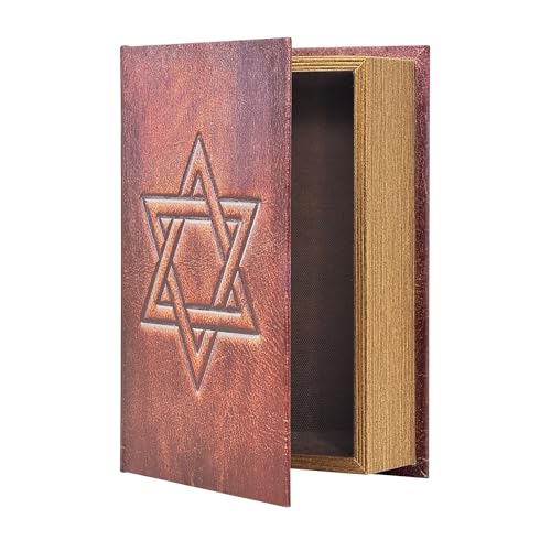 PACOLO Decorative Book Boxes, Faux Wood cover Storage for Hidden Jewelry, Money, and Cash (Hexagram)