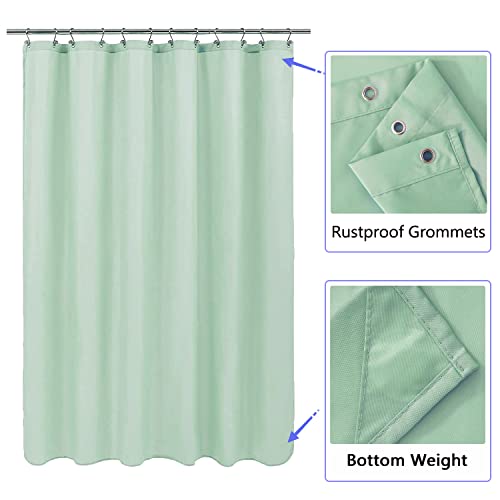 Image of LLSCL Apple Green Fabric Shower Curtain Liner with Magnets, Waterproof Hotel Quality, 72 x 72 Machine Washable