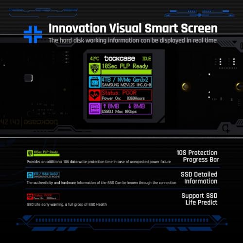 Smart 2280 M.2 NVMe SSD Enclosure con LCD Negro miniatura 6