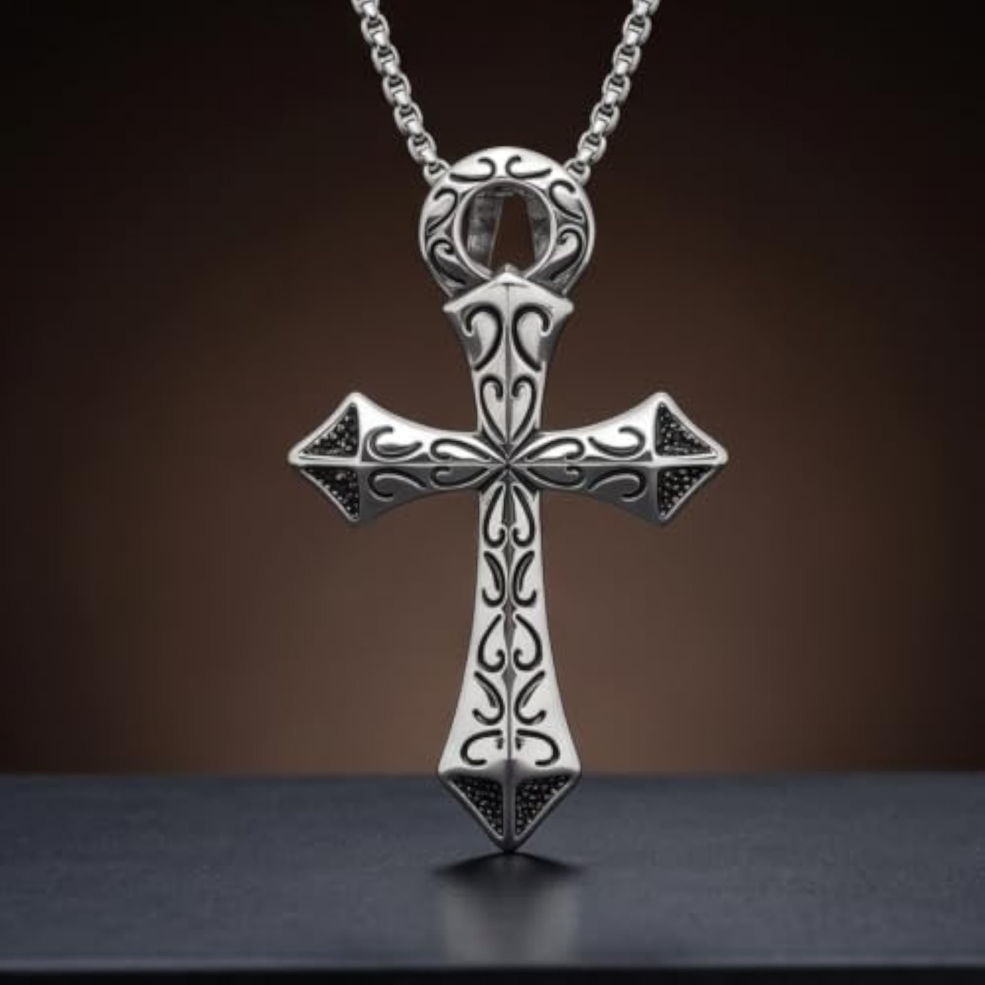 Men's Gothic Relic Cross Titanium Steel Pendant Necklace