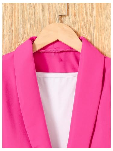 Image of Milumia Girl's 2 Piece Open Front Long Sleeve Blazer High Waisted Pants Set Hot Pink 8Y