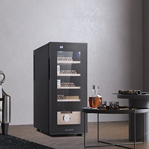 Jinjunye 33L Cigar Humidors With Cooling And Heating, Electirc Cooler Humidor With Spanish Cedar Wood Drawer Shelves, Temperature Control & Hygrometer, Cabinet Humidor, Suitable For Bedroom, Office #TOP6