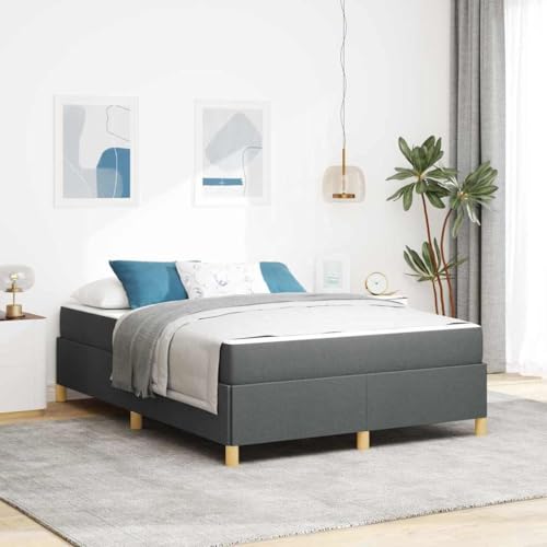 Frdhee Cama juvenil de matrimonio para invitados, color gris oscuro y blanco y gris oscuro, 140 x 190 cm, para dormitorios, hoteles y apartamentos, diseño minimalista
