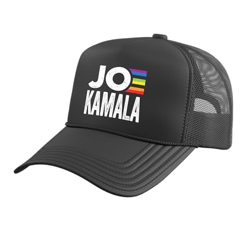 Joe Kamala Biden Harris 2020 Gay Rainbow LGBT Democrat Gift Trucker Hat with Adjustable Mesh Back, Black