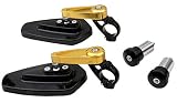 MotorToGo One Pair Gold Stem Black House CNC 7/8' Handlebar Bar End Arrow Mirrors for 2015 Ducati Diavel