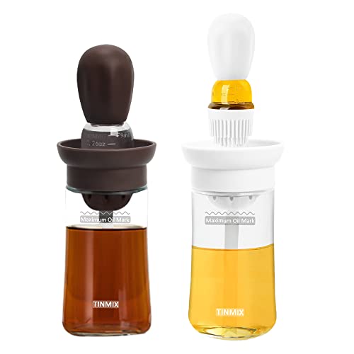 Ölspenderflasche mit Grillbürste - Ölaufbewahrung und Spenderbehälter und Silikon-Backpinsel für Küche, Grillen, Backen und Kochen… – Ansicht 1