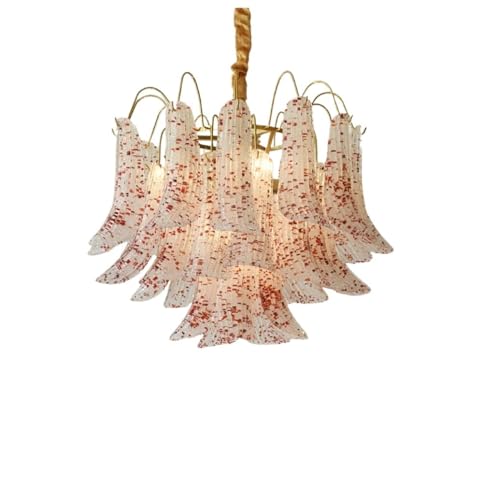 Ceiling Chandelier, �J���t���ȃK���X�̉Ԃт�̃��}���`�b�N�Ȍ|�p�I�ȓV��V�����f���A�R�e�[�W�z�[��LED�Ɩ����r���O���[���̑����̂��߂݂̒艺�������v(White Light,Red 50cm)