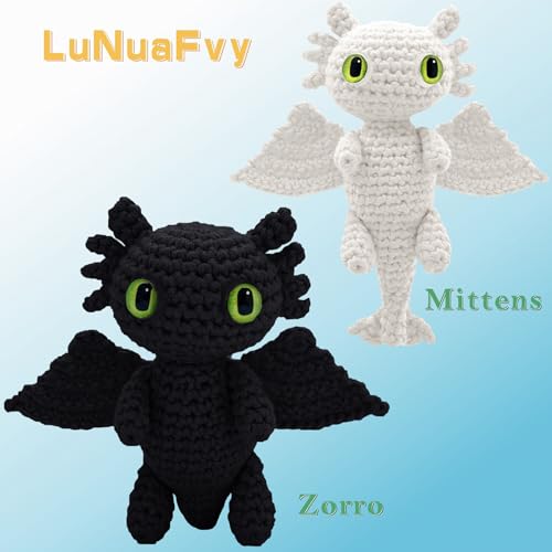 Image of LuNuaFvy Crochet Kit for Beginner Adult /Teen /Kid 9+ - Learn to Crochet Animal Amigurumi Dragon Set with Left /Right-Handed 4hr Video, 3-Format Guides, Gift-Ready Packaging, Soft Yarn & Storage Bag