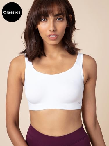 Image of NYKD Soft Cup Easy Peasy Slip On Everyday Bra for Women, Wireless, Full Coverage, Support Shaper, Non Padded Sports Bra- NYB113,White /Black,M,PO2